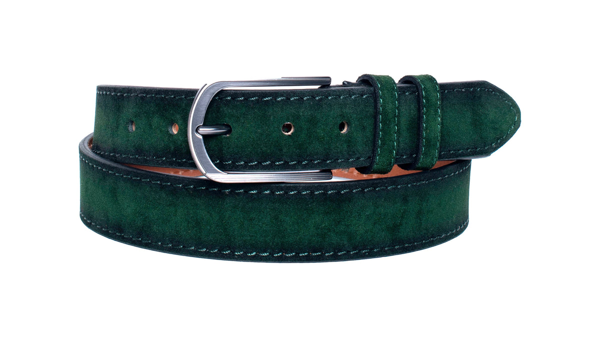 VP–101 VERONA GREEN SUEDE MENS BELT – VELLAPAIS