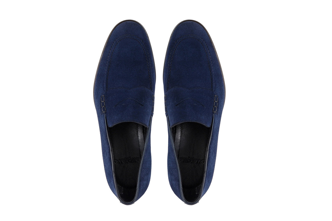 Vellapais Amber Suede Penny Loafers Men’s 44 Blue Slip On Casual Dress Shoes Ganado Penny Loafers – VELLAPAIS main image 3