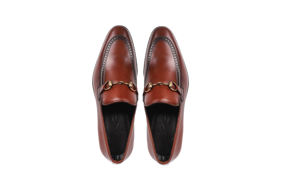 Vellapais SZ 8 Cognac Danbury Horsebit Leather Loafer Shoes-MSRP $309 Danbury Horsebit Buckle Dress Shoes – VELLAPAIS main image 2