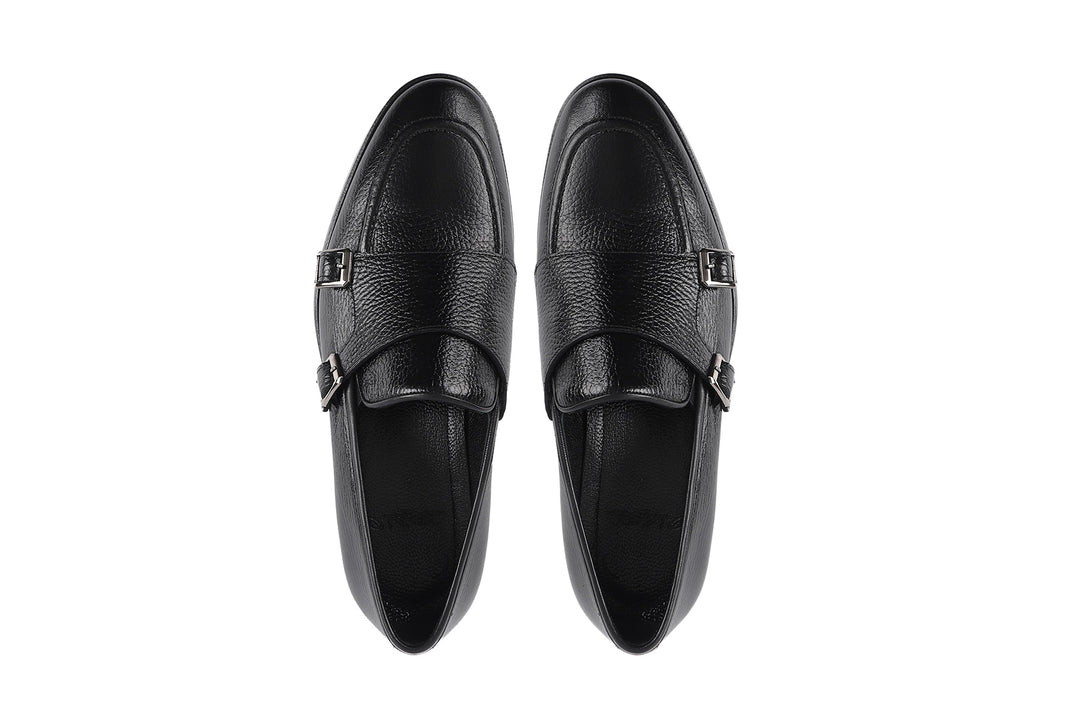 Vellapais-SZ 7.5-Macdona Black Leather Double Strap Loafer Shoe-MSRP $ 329 VELLAPAIS Men main image 4