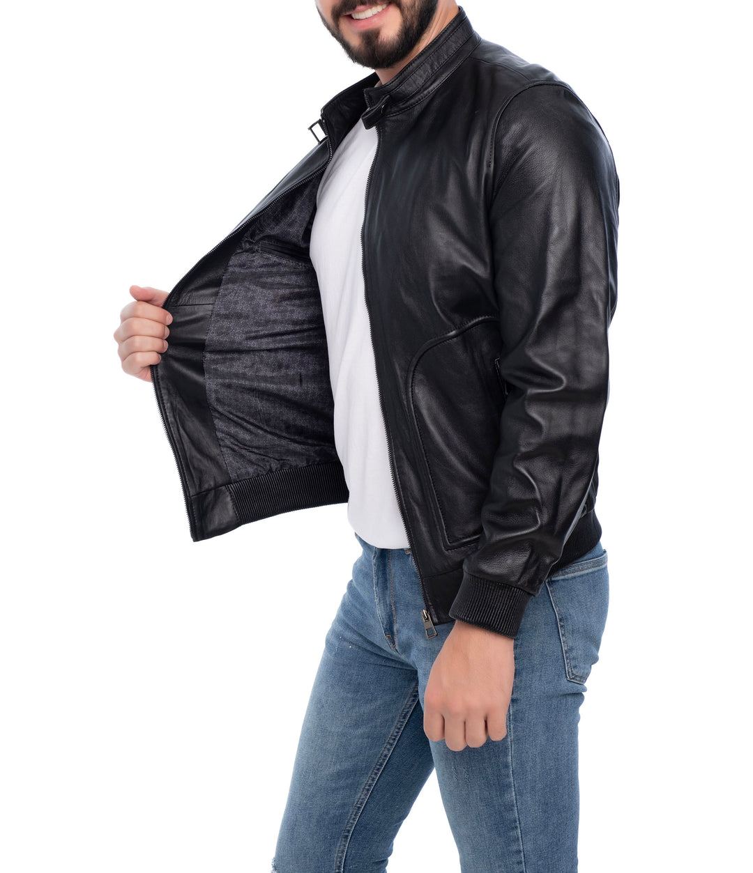 【Raucohouse】Raglan leather bomber jacket Raucohouse】Raglan leather bomber jacket