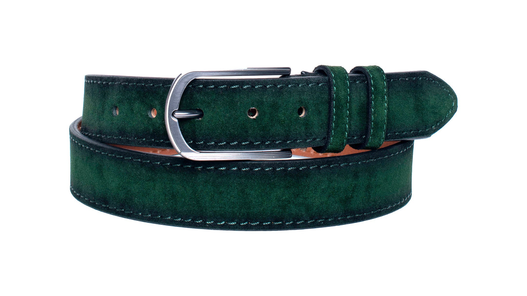 Ceinture En Daim Vert Carlisle Boucle Laiton Large - Taille S, Occasion Légèrement Utilisée